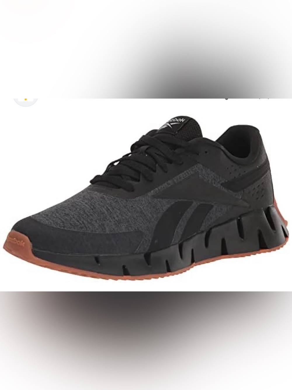 Reebok Men's Black and Gray Runner with Gum Outsole